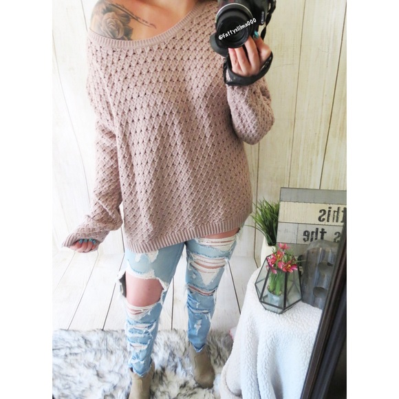 NWT Taupe mauve slouchy knit sweater π - Picture 3 of 8